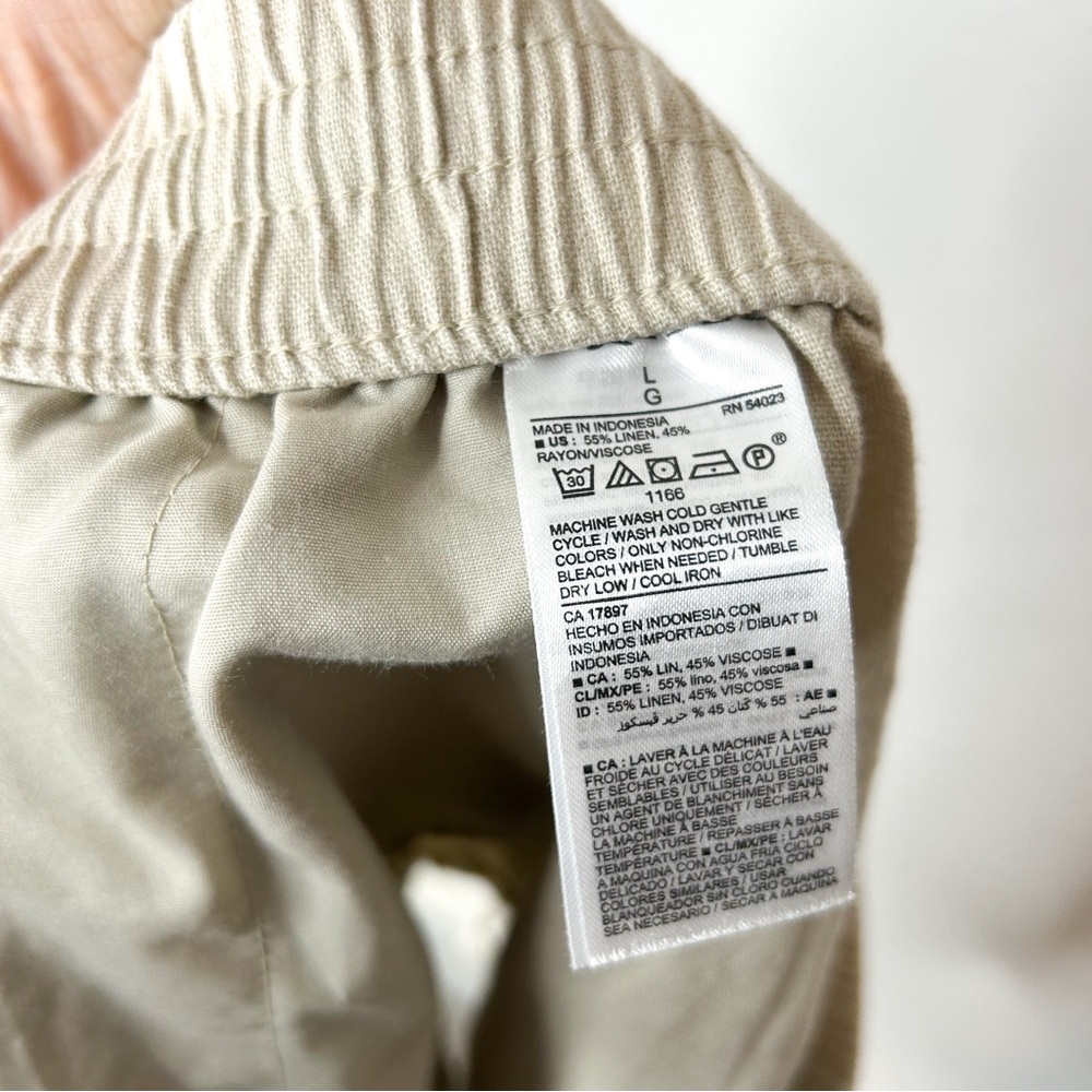 Old Navy Womens Casual Mid Rise Pull On Linen Blend Shorts Neutral Tan Large L - Picture 7 of 8